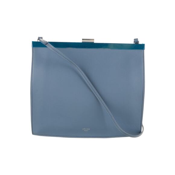Celine Mini Clasp Calfskin Leather Shoulder Bag Blue- One Size - Picture 1 of 6